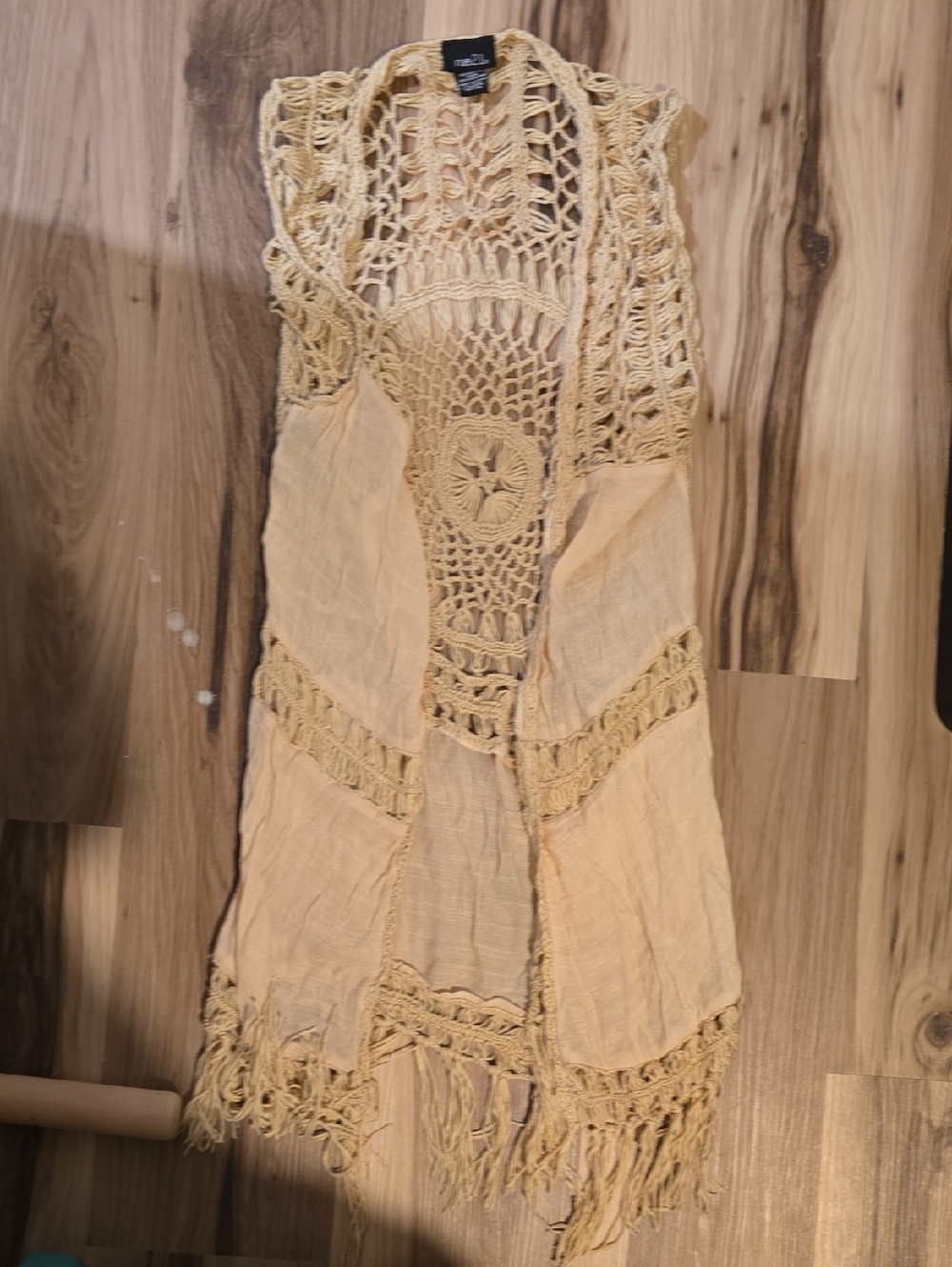 Rue21 Beige Crochet Fringe Vest